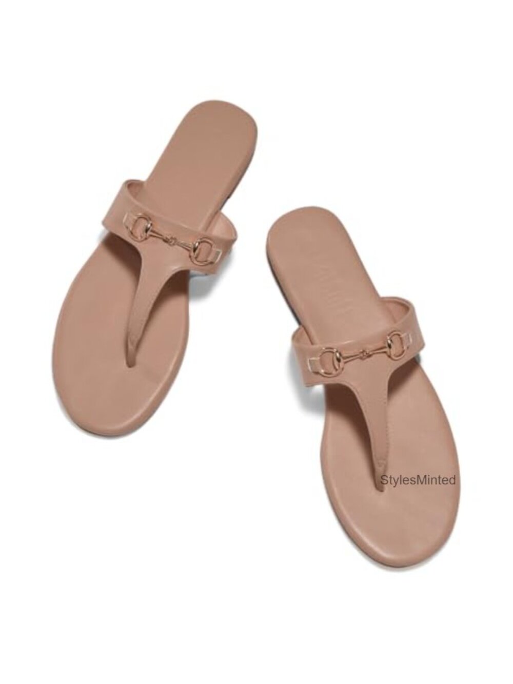 Women's Flat Slide Sandals Metal Chain Slip On Flip Flops Faux Leather
